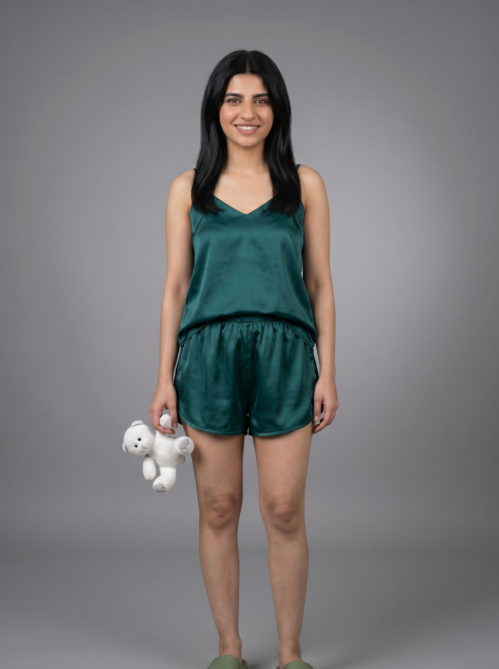 Emerald green tank top with shorts