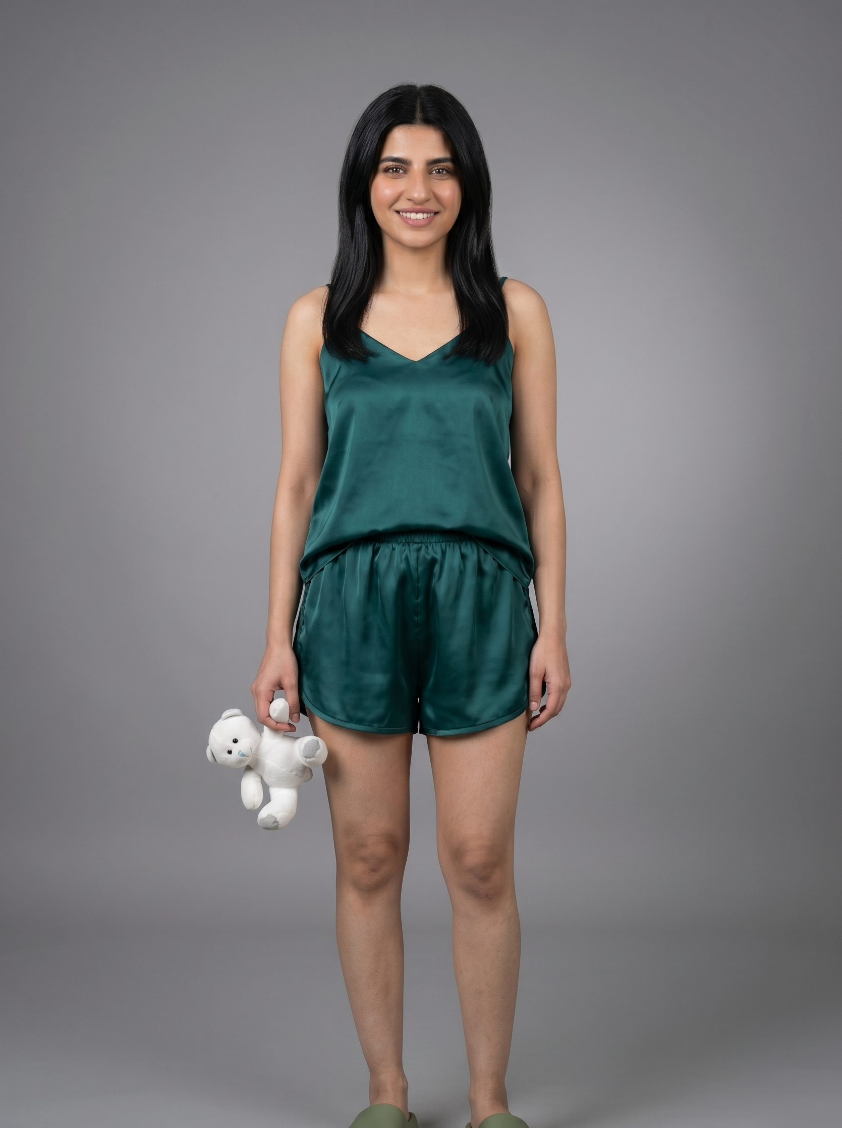 Emerald green tank top with shorts