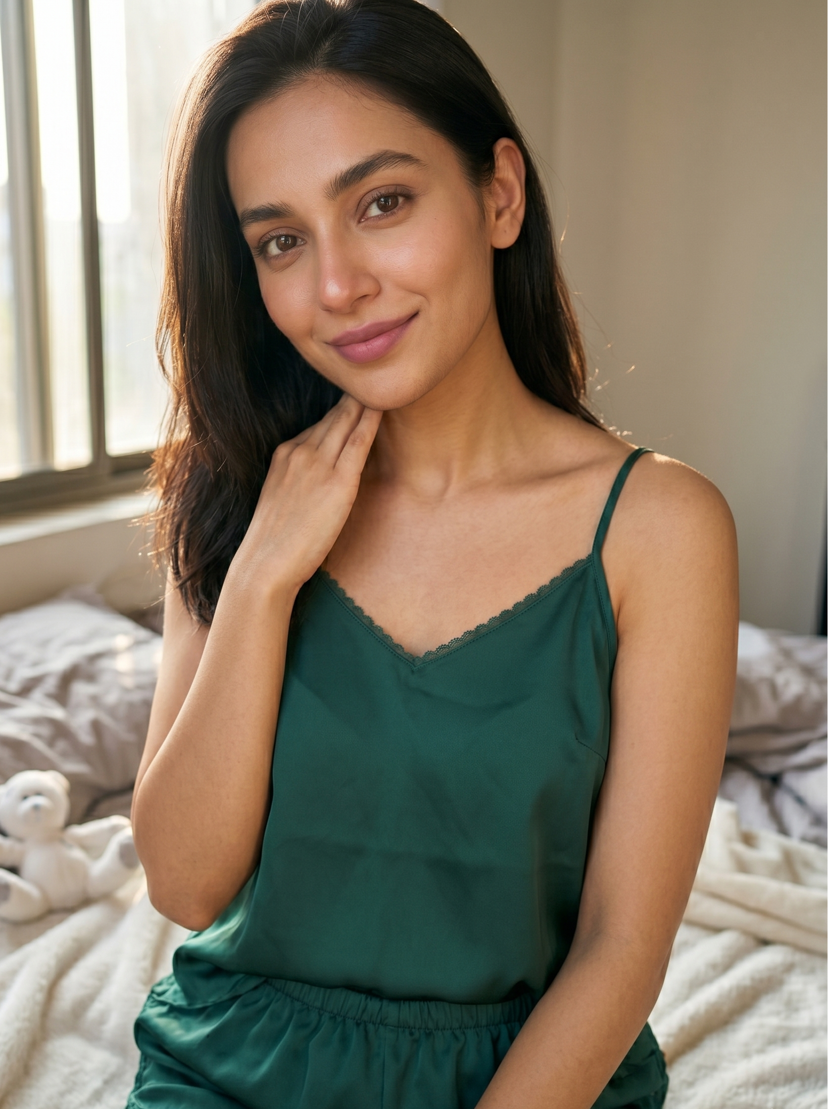 Emerald green tank top with shorts