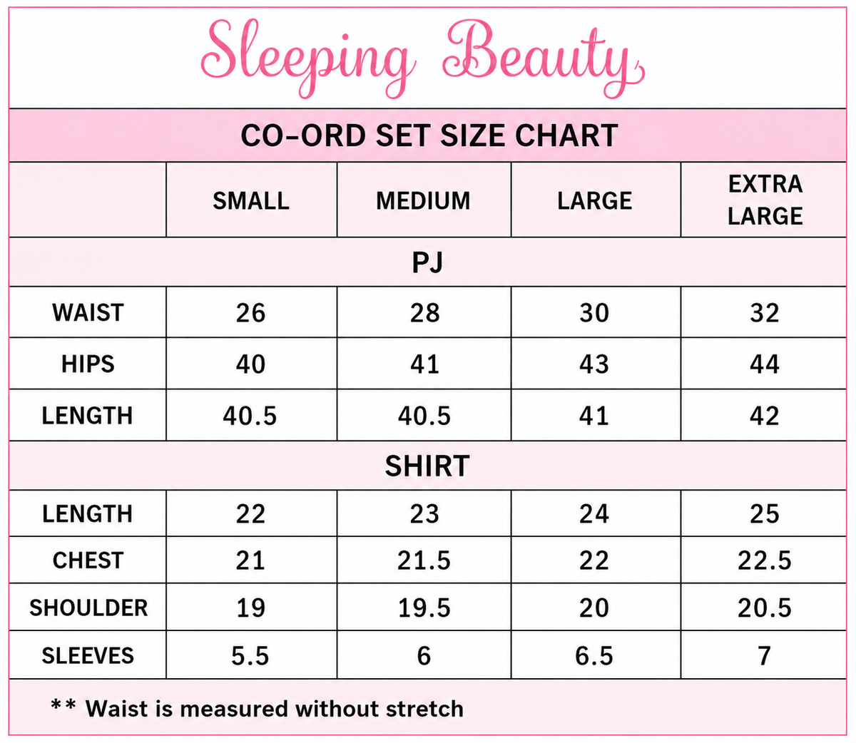 Size chart